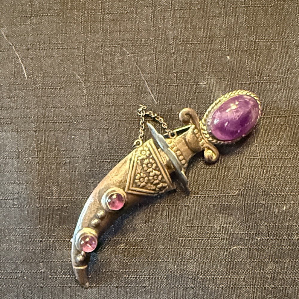 Vintage Mexican silver scimitar brooch